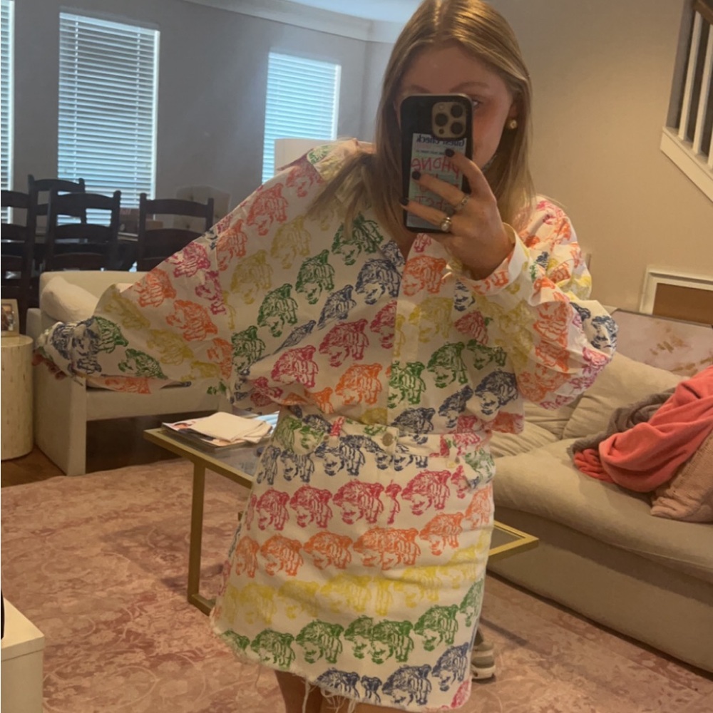Colorful Tiger Print Shirt and Skirt Set LSU / TIGER GAMEDAY OUTFIT